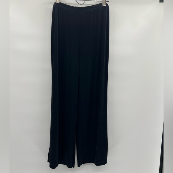 Chico's Travelers Size 2R (US L) Black Wide Leg Pants Jersey Stretch - Picture 3 of 10